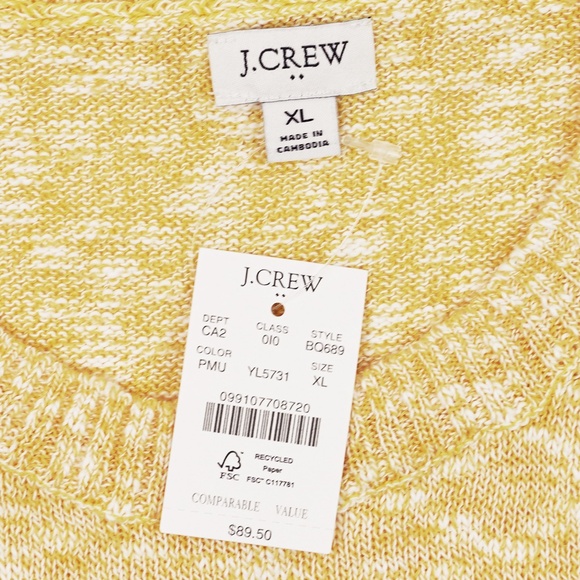 New JCREW Size XL Crewneck Beach Sweater in Pale Mustard $89 BQ689 - Picture 4 of 4